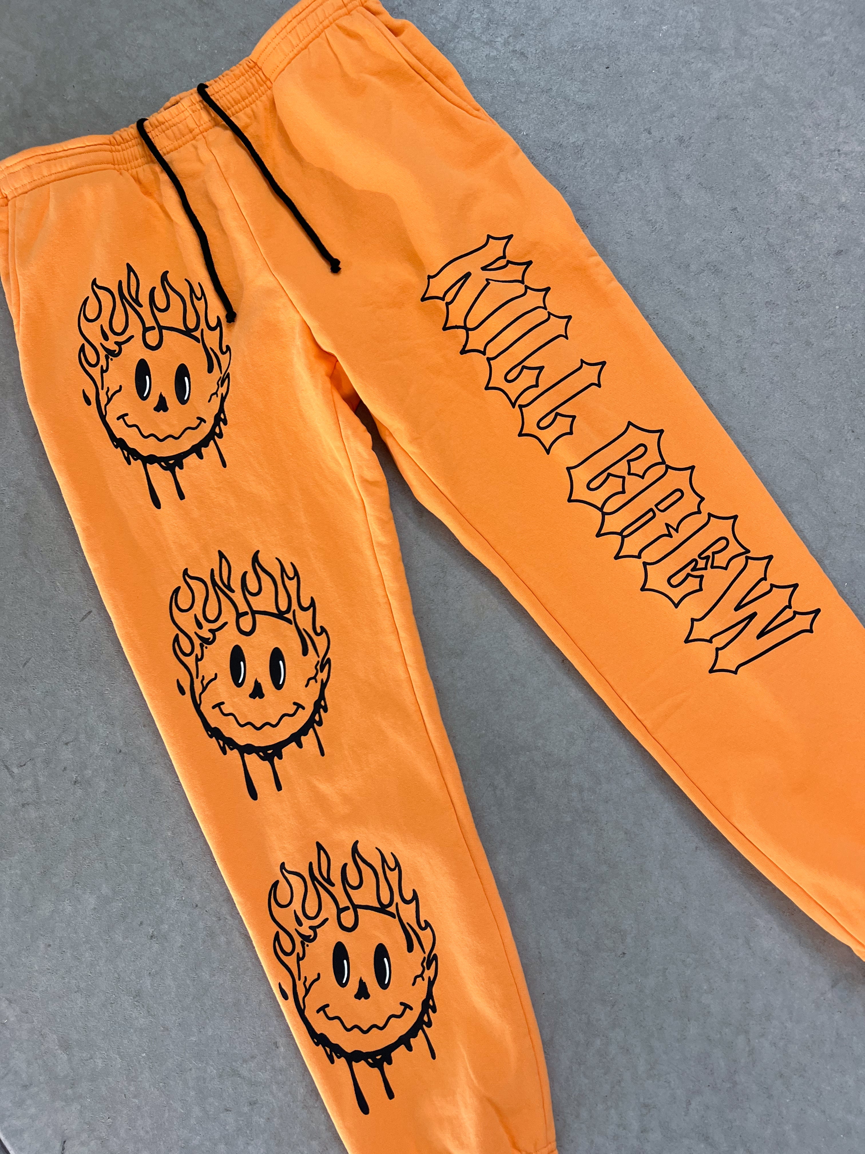 HEAVYWEIGHT LUX SMILEY SWEATPANTS FLAME - ORANGE / BLACK