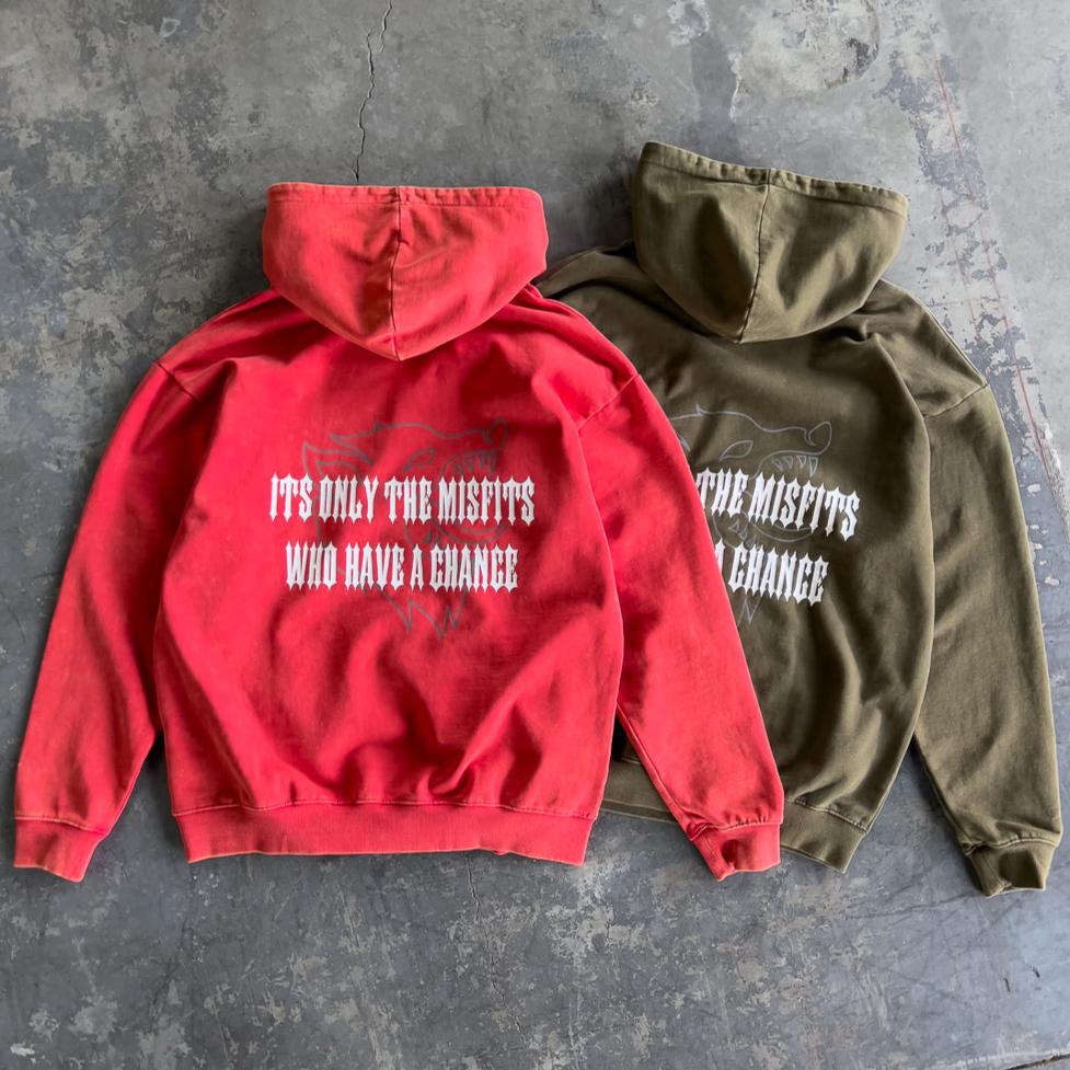 OVERSIZED LUX MISFITS HAVE A CHANCE HOODIE - RED