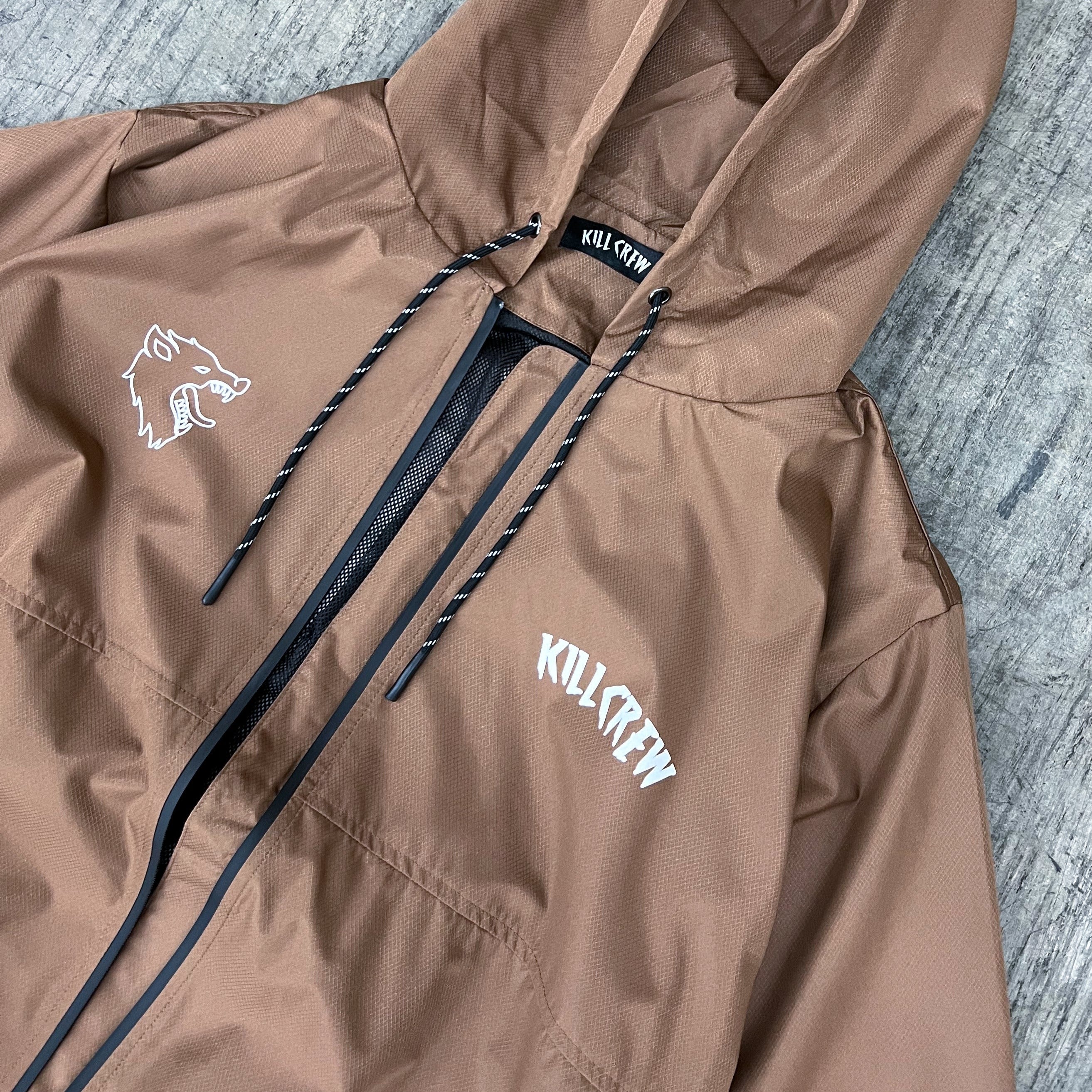 WOLF QUICK DRY WINDBREAKER - BROWN / WHITE