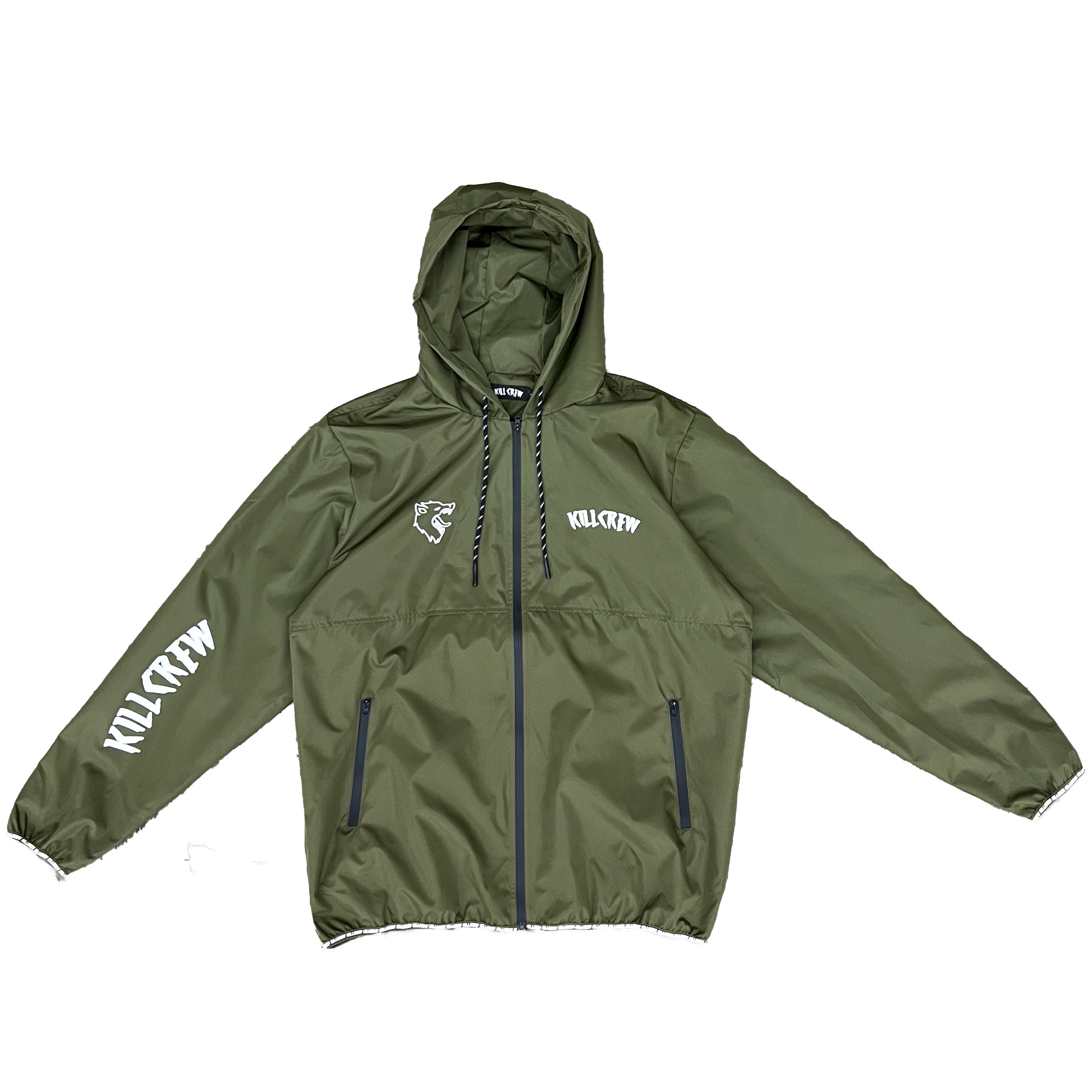 WOLF QUICK DRY WINDBREAKER - OLIVE / WHITE