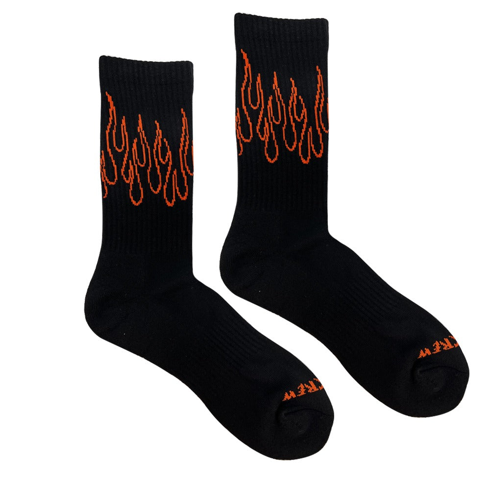 FLAME HIGH SOCKS - BLACK / ORANGE