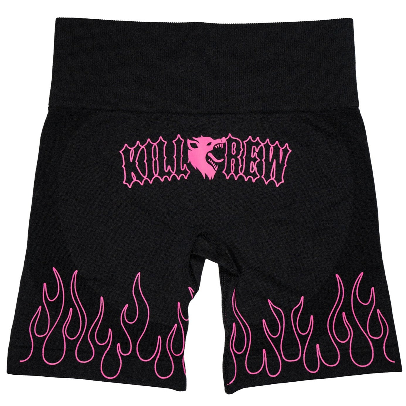 SEAMLESS FLAMES BIKER SHORTS - BLACK / PINK