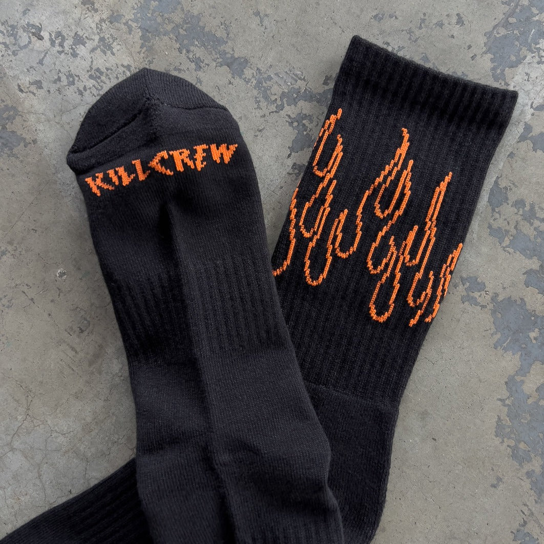 FLAME HIGH SOCKS - BLACK / ORANGE