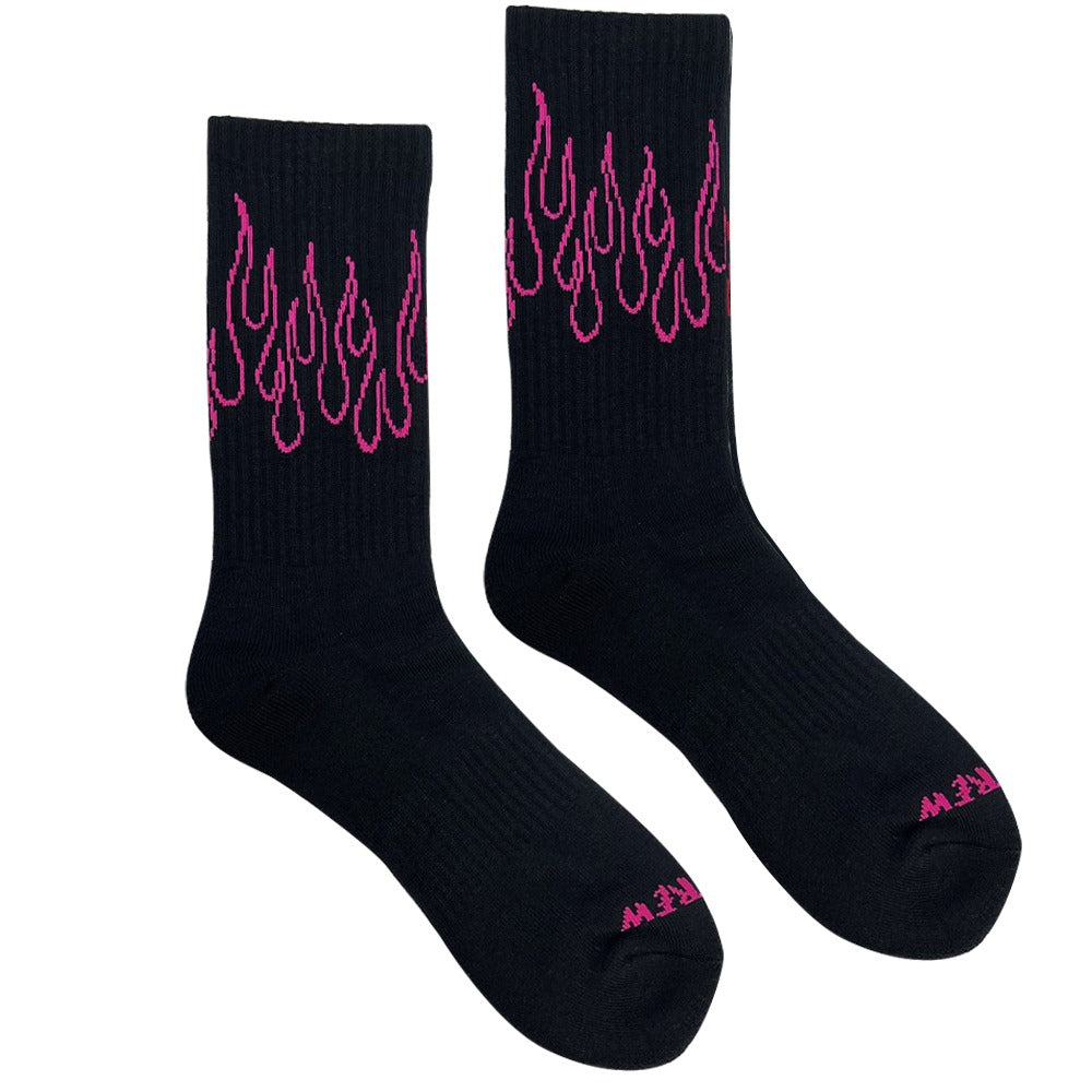 FLAME HIGH SOCKS - BLACK / PINK