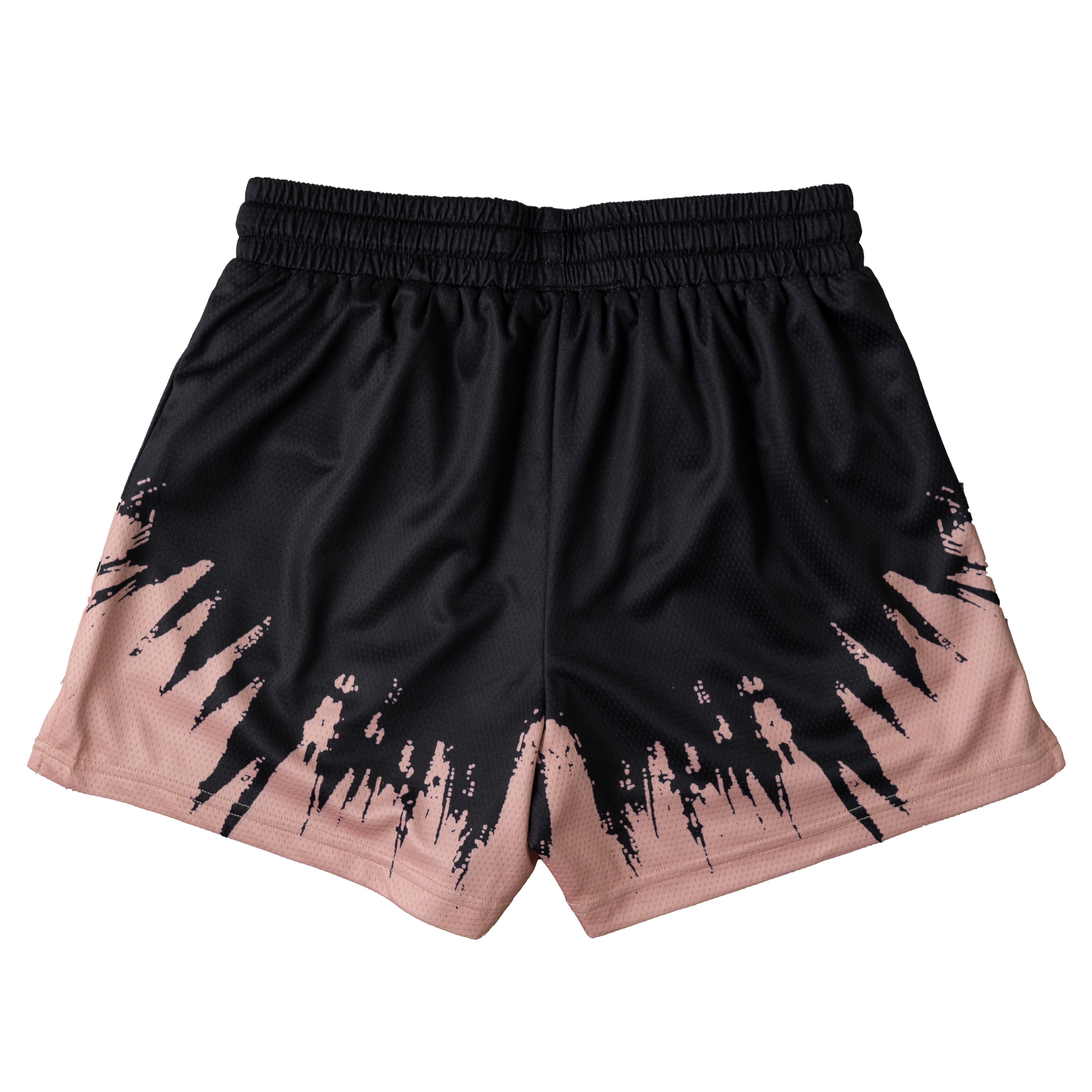 MUAY THAI SHORTS (MID THIGH CUT) SHATTER - BLACK / ROS