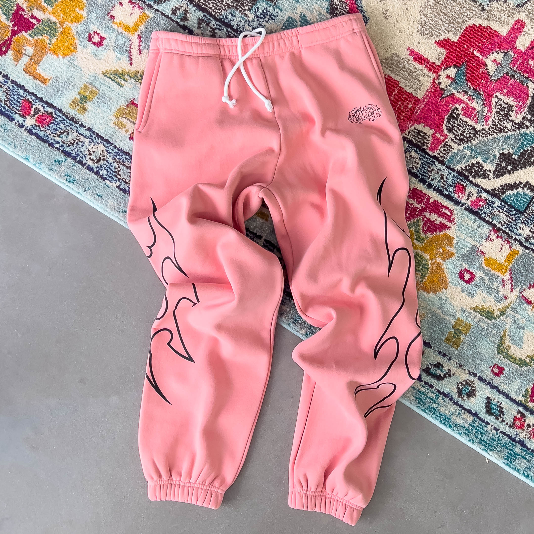 OVERSIZED LUX TRIBAL SWEATPANTS - PINK / BLACK