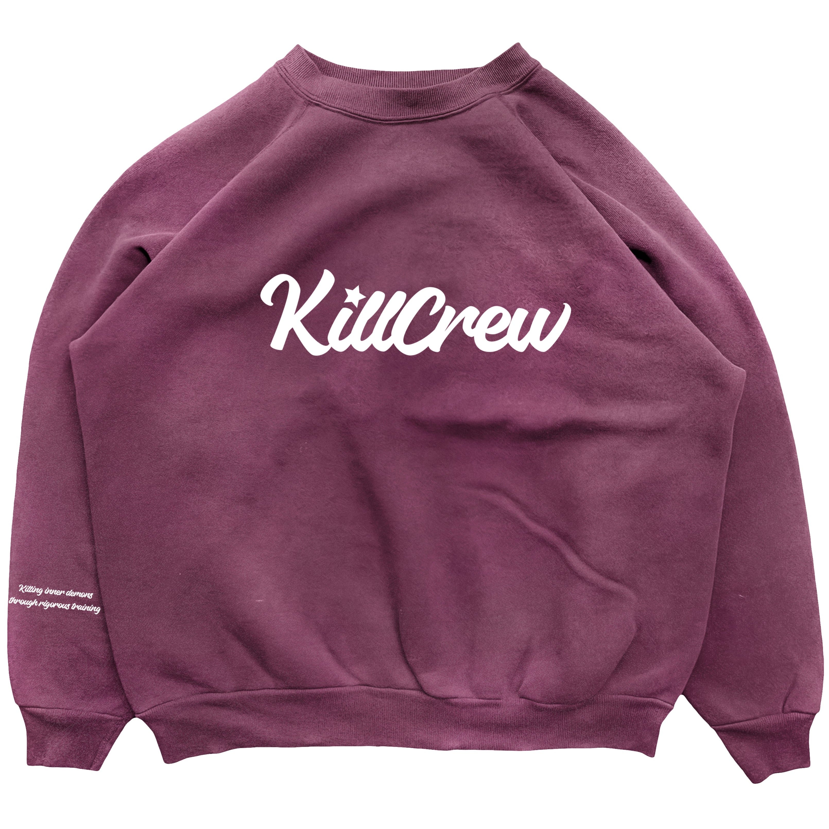 OVERSIZED LUX SCRIPT CREW NECK - BURGUNDY / WHITE