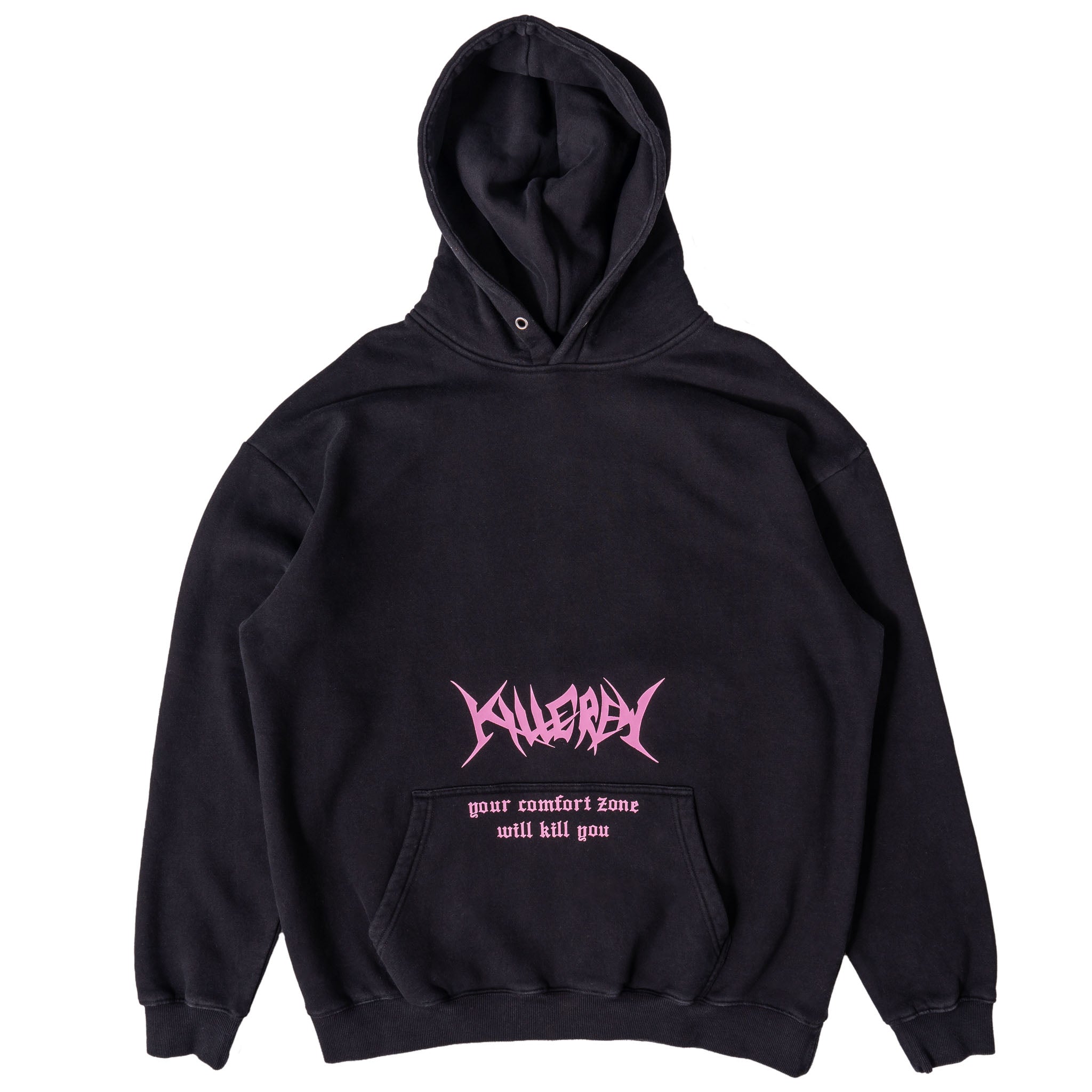 OVERSIZED LUX COMFORT ZONE HOODIE - BLACK / PINK