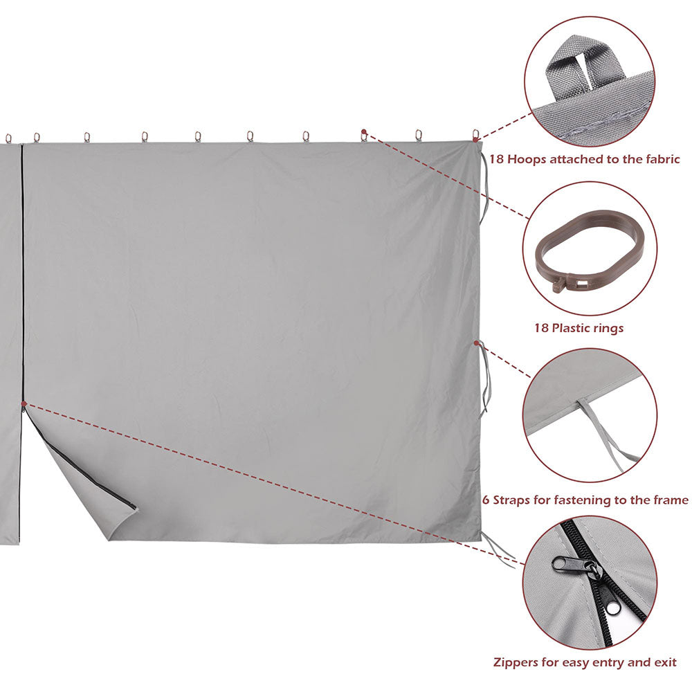 Yescom Gazebo Curtain 10x12ft Privacy Zip Side CPAI-84