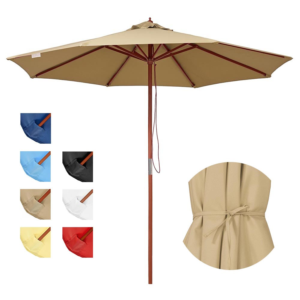 Yescom 9ft Patio Wood Market Umbrella Multiple Colors