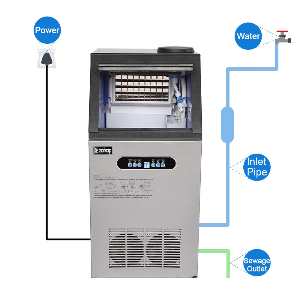 Yescom Ice Cube Maker 150lbs/24h Self-sterilizing