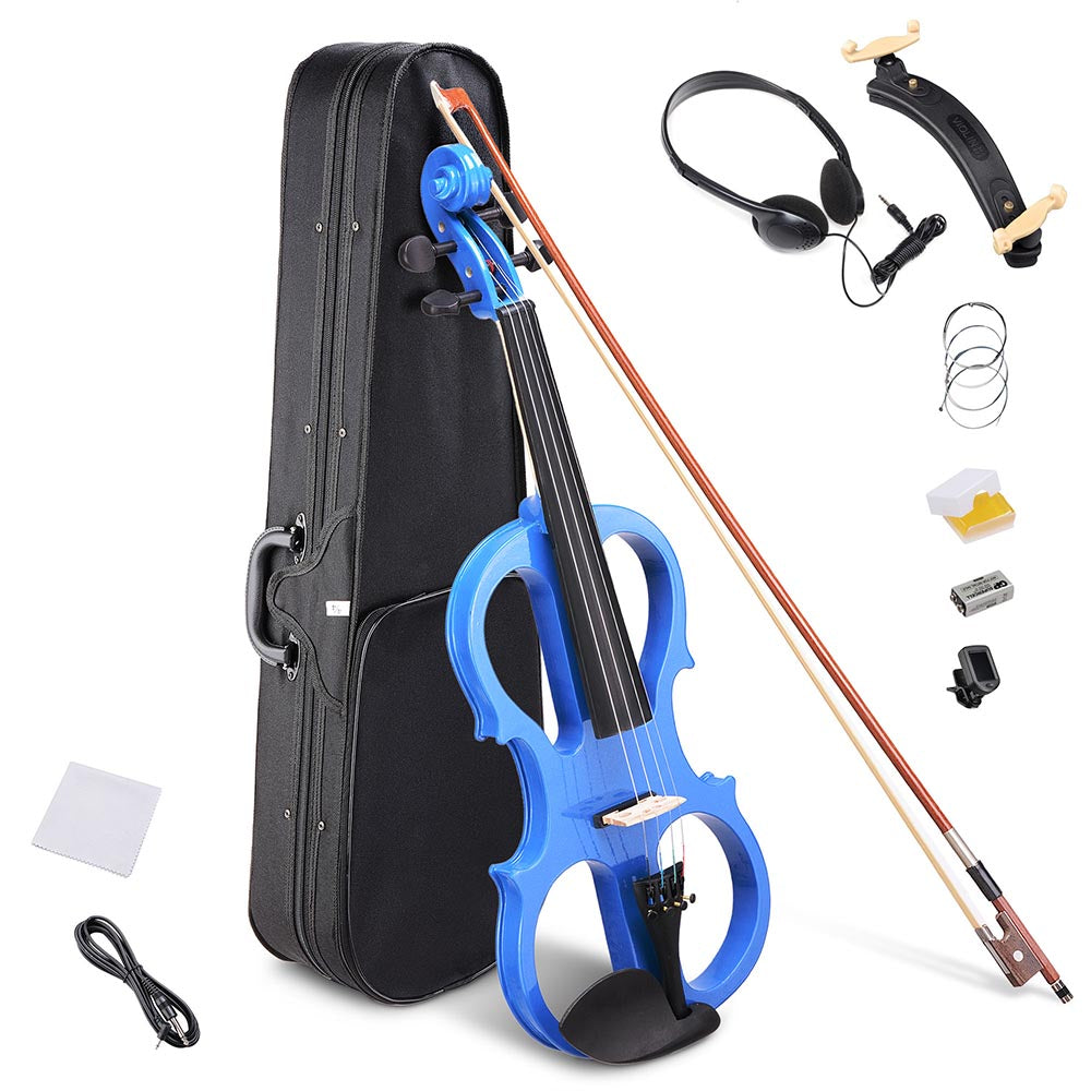 Yescom 4/4 Full Size Electric Violin Bow Headphone Case Set