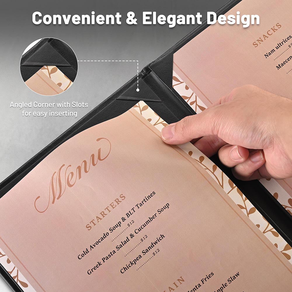 Yescom Personalized Menu Covers Set(10) 4-View PU Leather 8.5x14