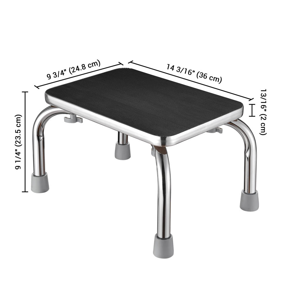 Yescom Medical Single Step Stool Footstool Chrome Steel Non-skid Rubber