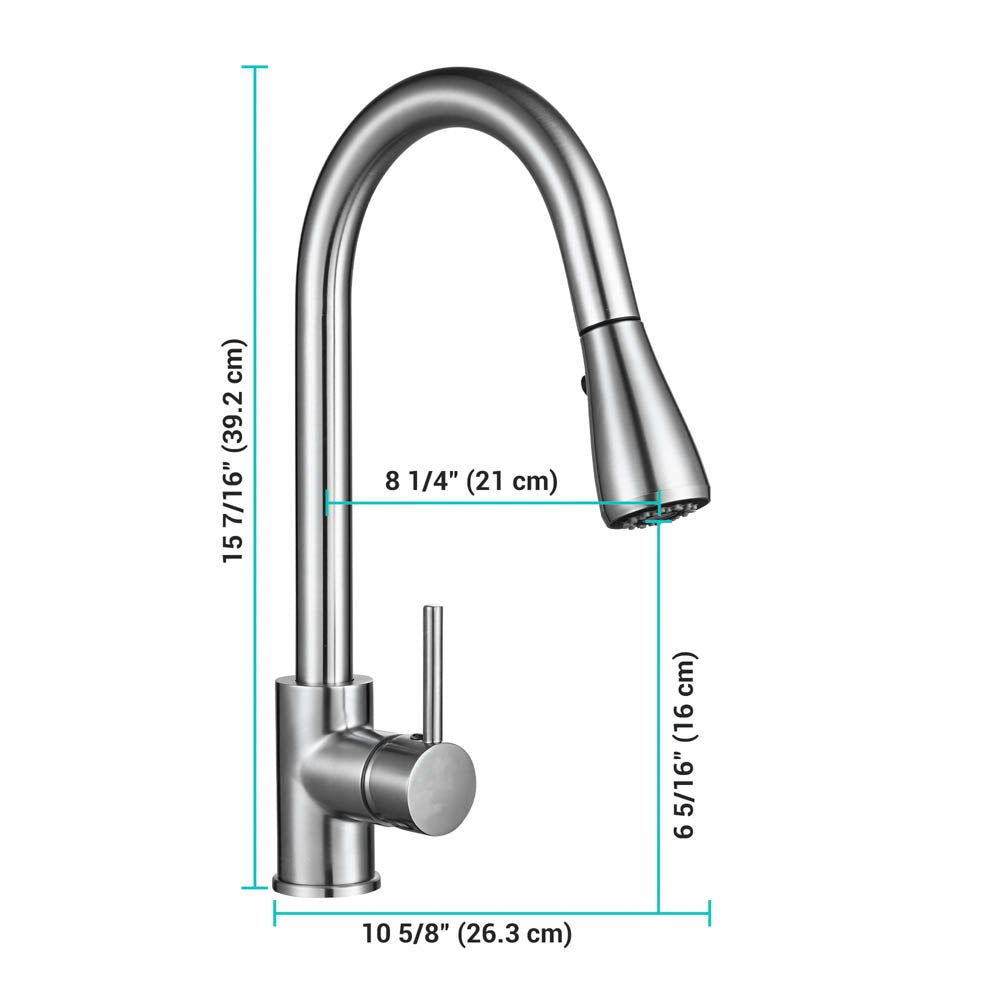 Aquaterior Pull Down Kitchen Faucet with Sprayer 2.2GPM Brushed Nickel