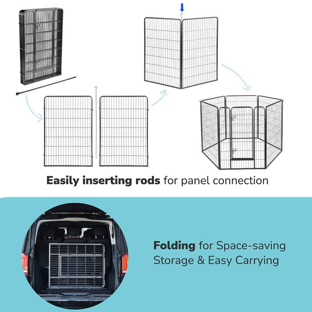 Yescom Heavy Duty Dog Playpen 47 Tall 6-Panel Puppy Pen Metal