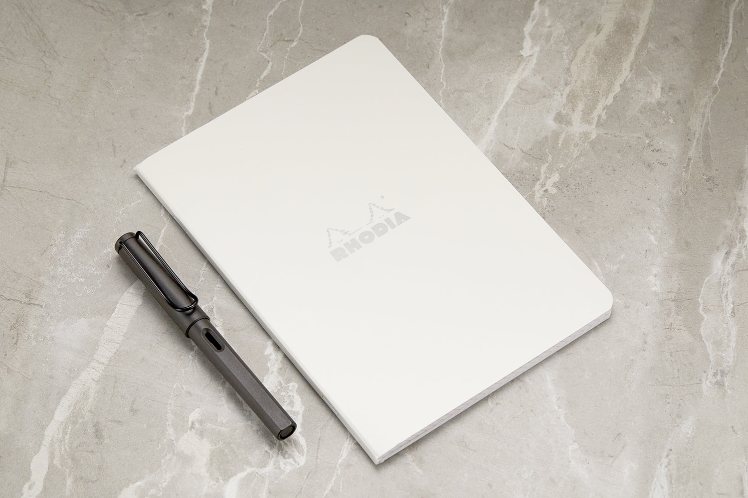 Rhodia Classic Side Staplebound A5 Notebook - Ice White, Graph