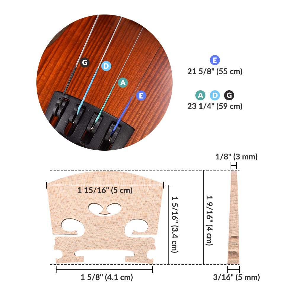 Yescom Violin Strings Set & Bridges 3/4-4/4