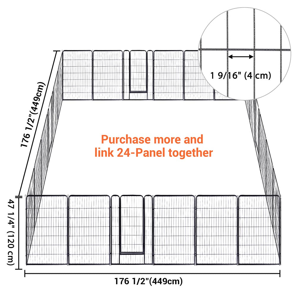 Yescom Heavy Duty Dog Playpen 47 Tall 24-Panel Puppy Pen Metal