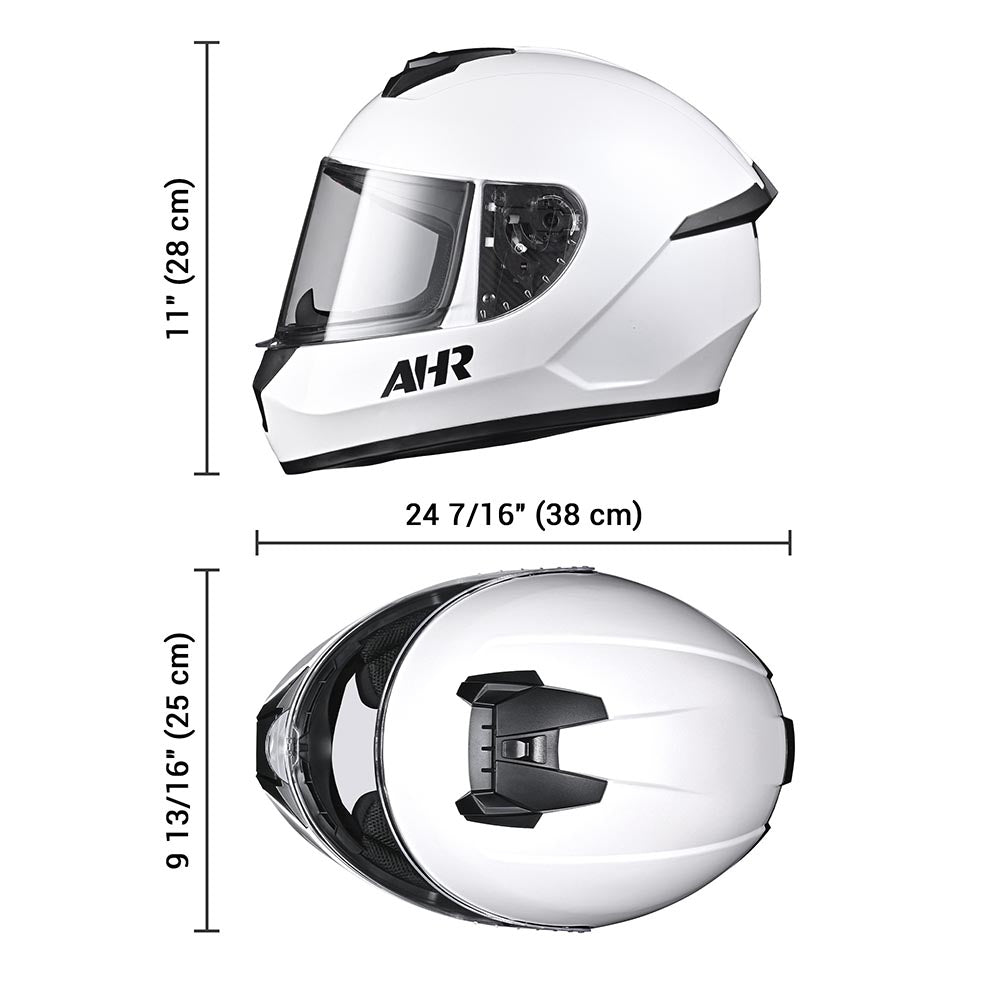 AHR RUN-F3 DOT Motorcycle Helmet Full White