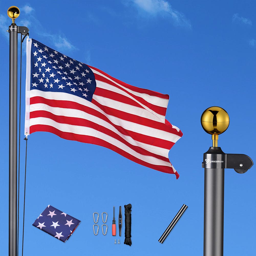 Yescom American Aluminum Sectional Flag Pole Set 30'