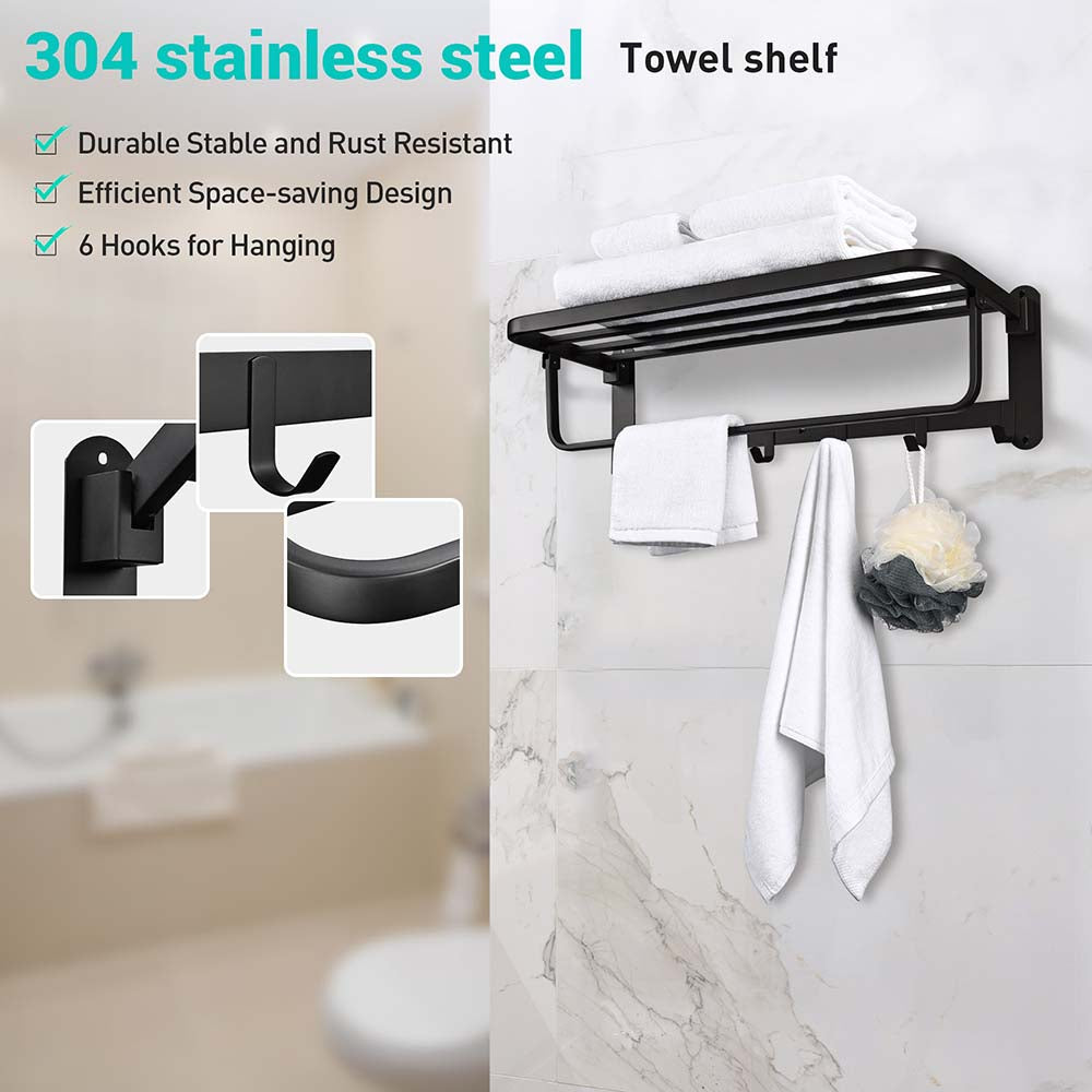 Yescom 23 Stainless Steel Towel Shelf Rack Wall-Mounted Towel Holder