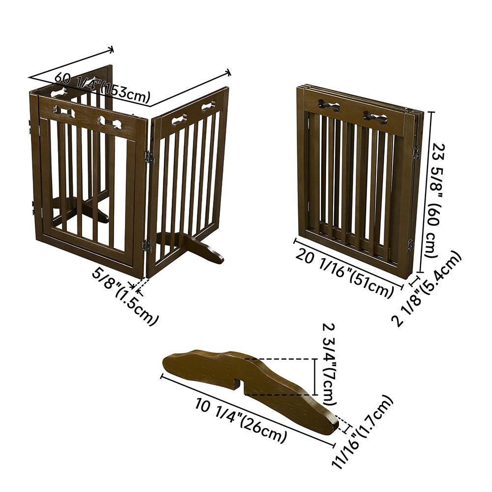 Yescom 3-Panel Folding Wood Pet Gate Crate Baby Barrier 60x24in