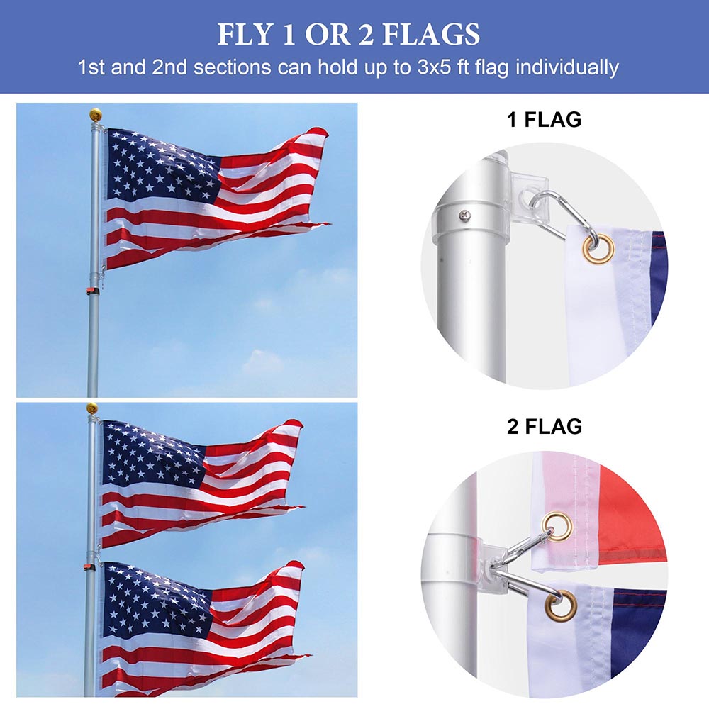 Yescom 30ft. Telescopic Flagpole with Tire Mount Jeep RV Flagpole