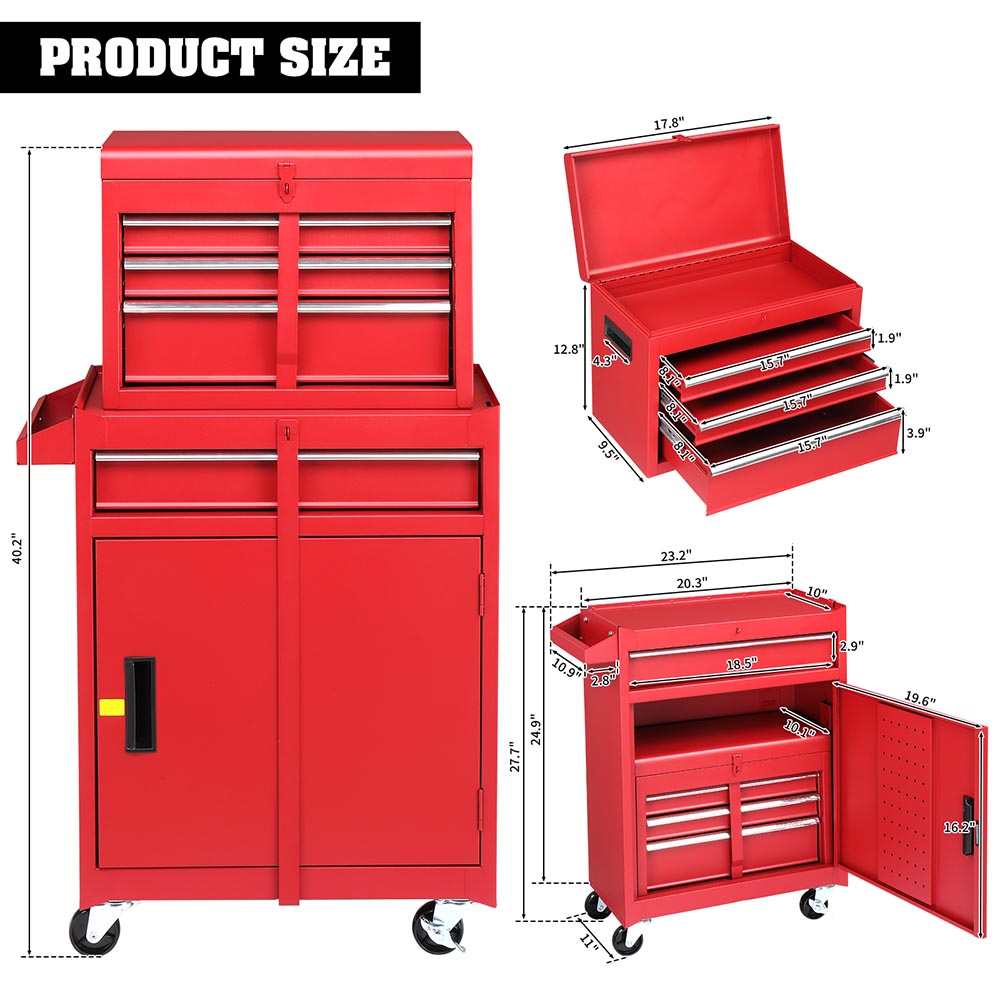 Yescom Rolling Tool Chest Combo 20 in. 4-Drawer Lockable