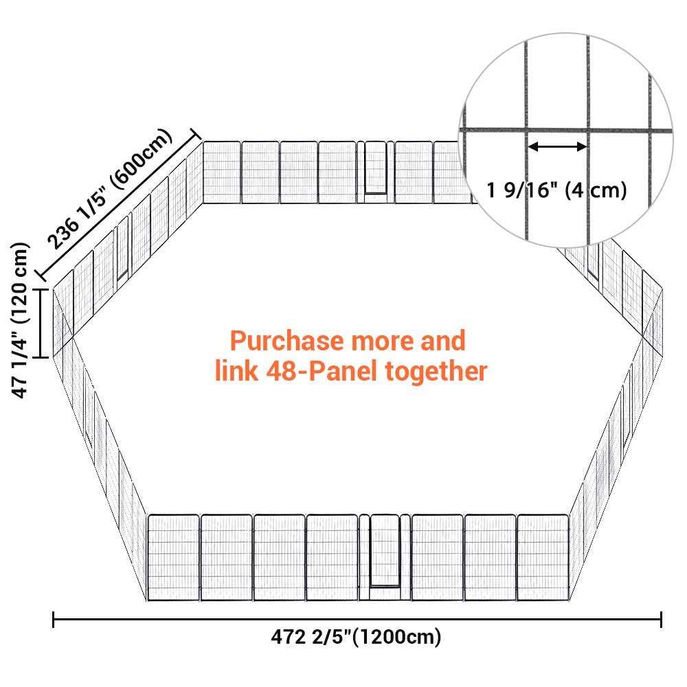 Yescom Heavy Duty Dog Playpen 47 Tall 48-Panel Puppy Pen Metal