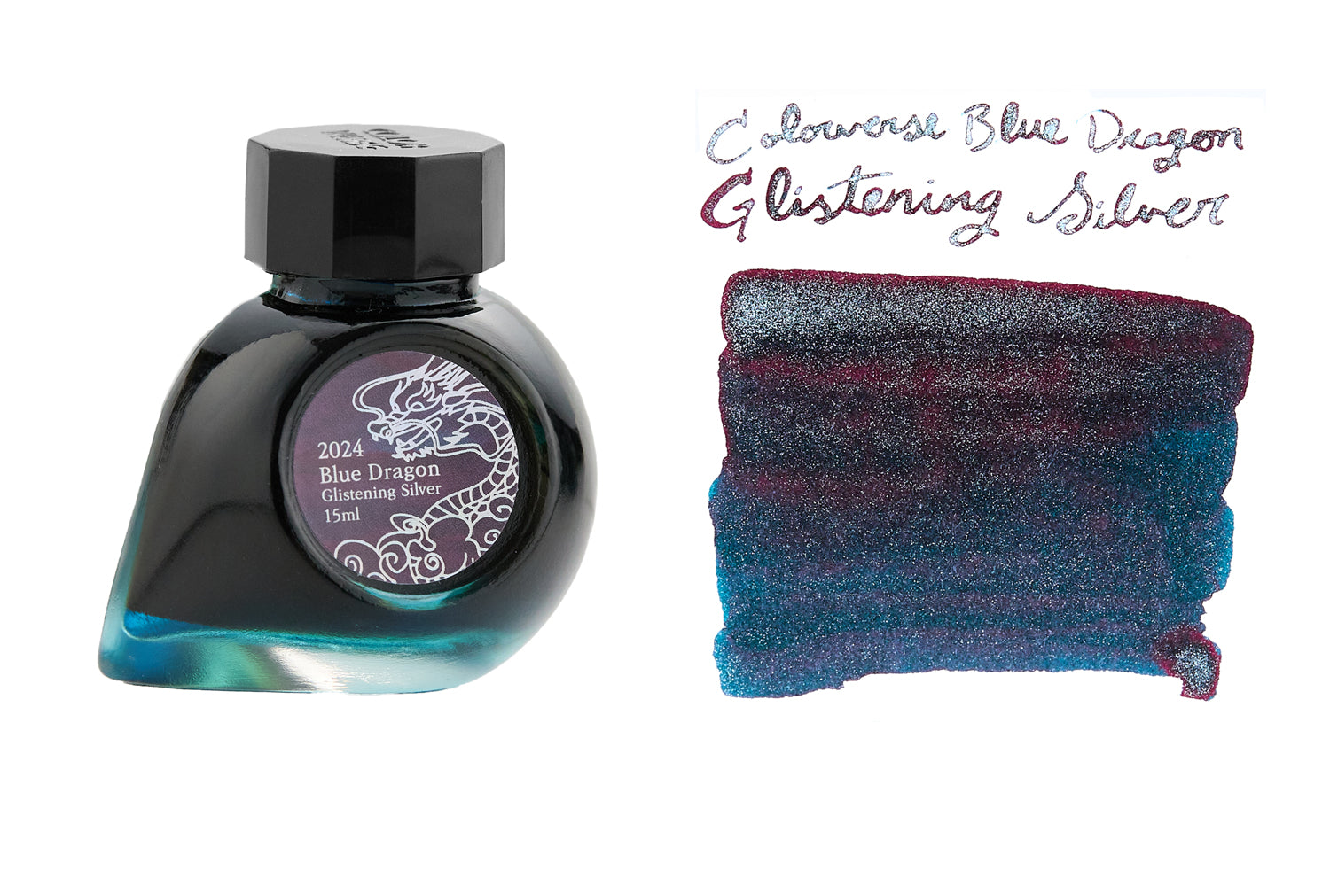 Colorverse Blue Dragon Glistening Silver (Special Edition) - 15ml Bottled Ink