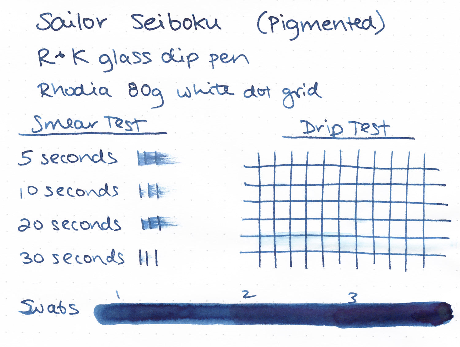 Sailor Seiboku Pigmented Blue Black - Ink Sample