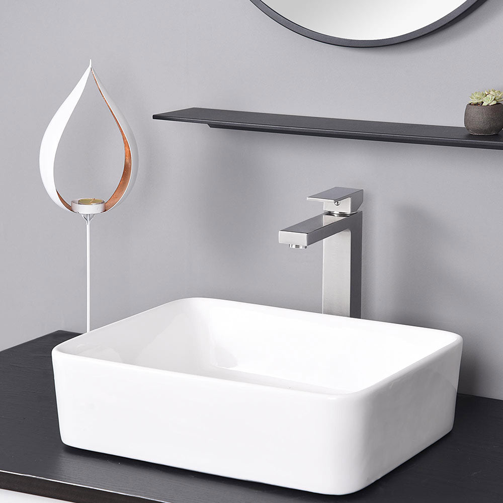 Aquaterior Bathroom Vessel Faucet Square Cold & Hot 10.4H