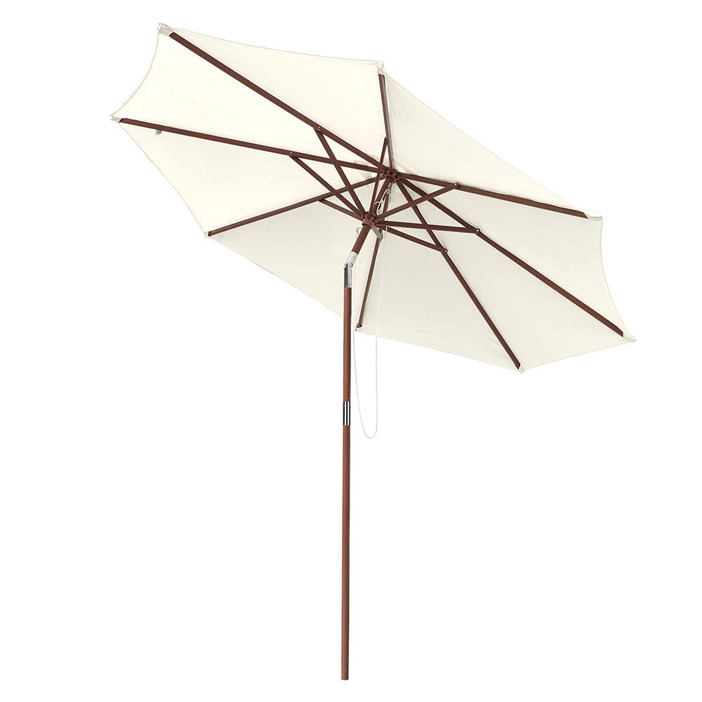 Yescom 9 ft 8-Rib Patio Outdoor Wooden Tilt Umbrella Color Options