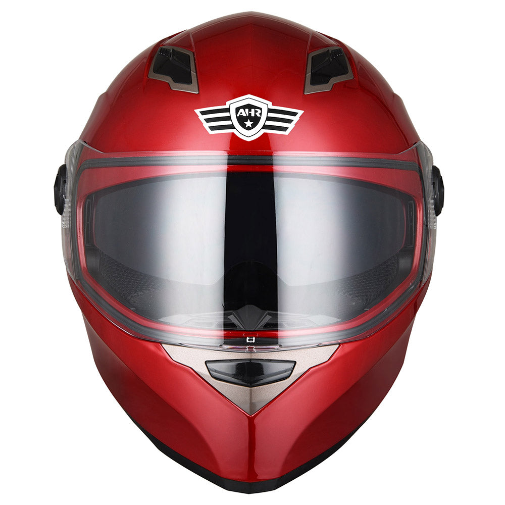 AHR DOT Motorcycle Helmet Full Face Dual Visors Red