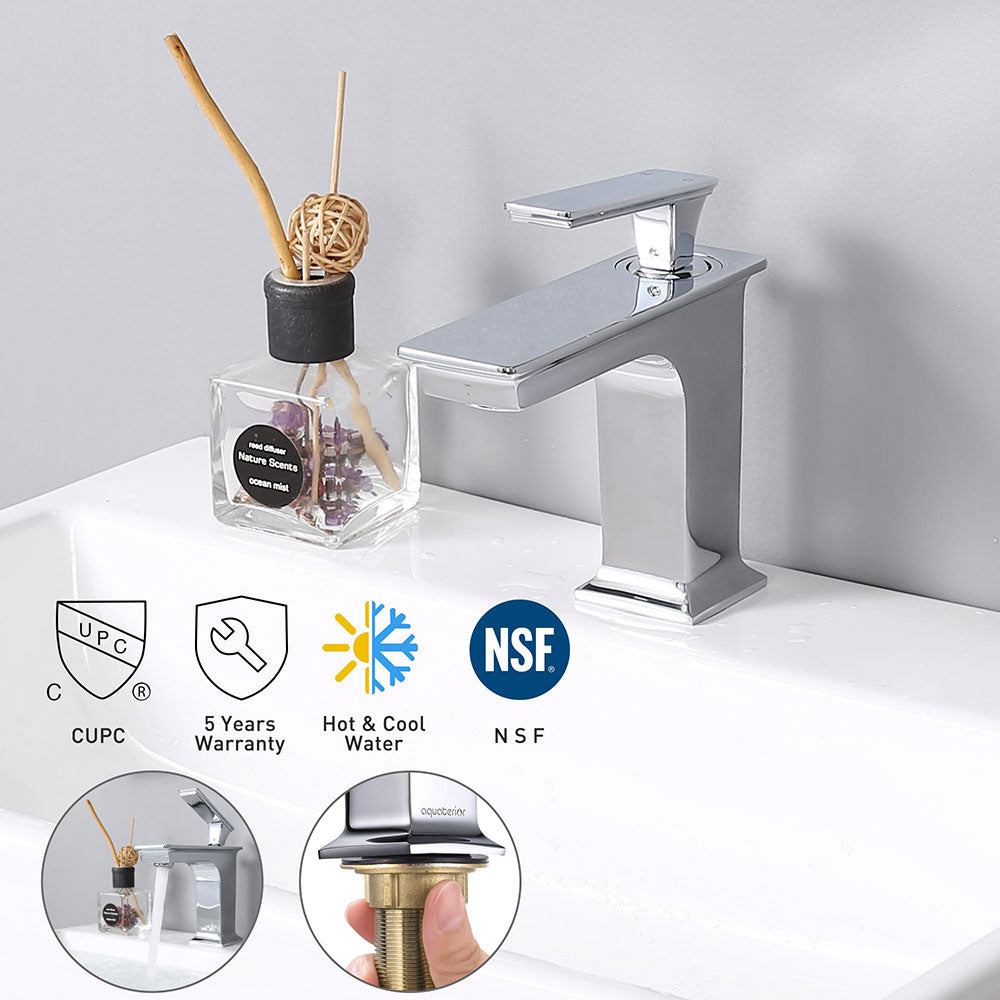 Aquaterior Bathroom Sink Faucet 1-Handle Cold & Hot, 6.7H