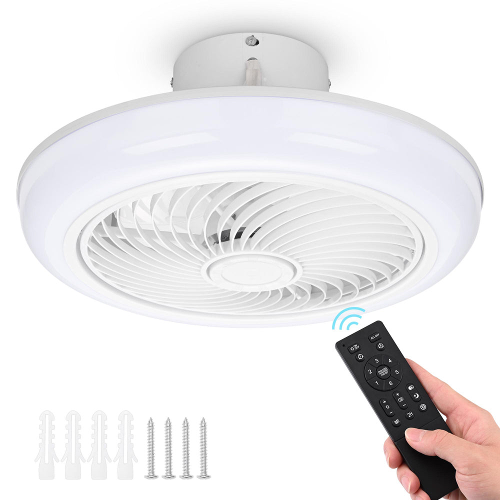 Yescom 18 Enclosed Ceiling Fan with Light Remote APP Control