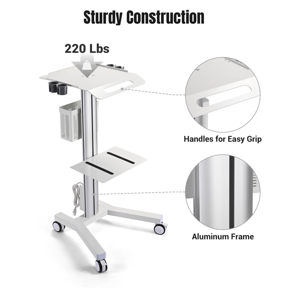 Yescom Rolling Laptop Cart with Power Outlet