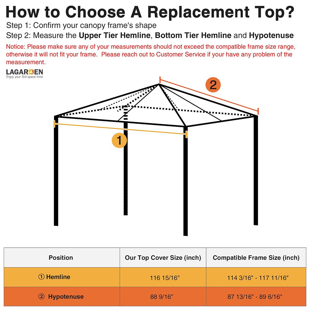 Yescom 10' x 10' Replacement Gazebo Canopy Cover Color Optional