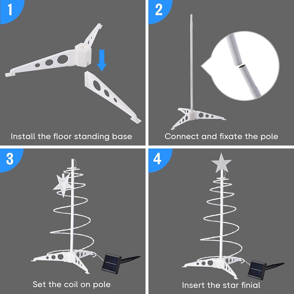 Yescom 2' Pre-Lit Spiral Christmas Tree Solar Operated