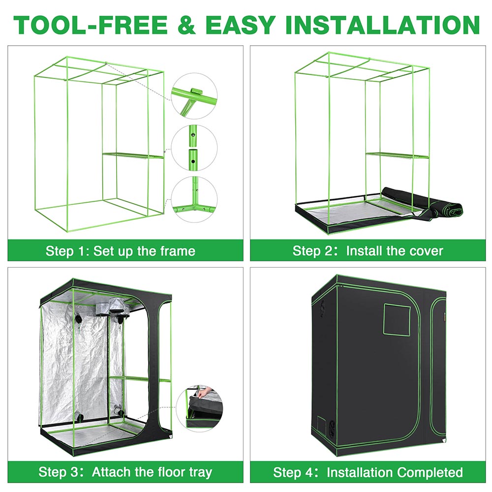 Yescom Grow Tent 60x48x80 2in1 Hydroponic Grow Room