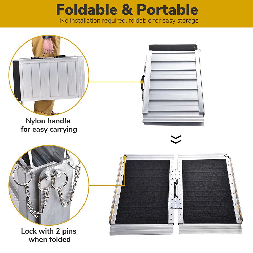 Yescom Wheelchair Ramp 600lb Capacity 2'x29 Aluminum w/ Non-Slip Surface