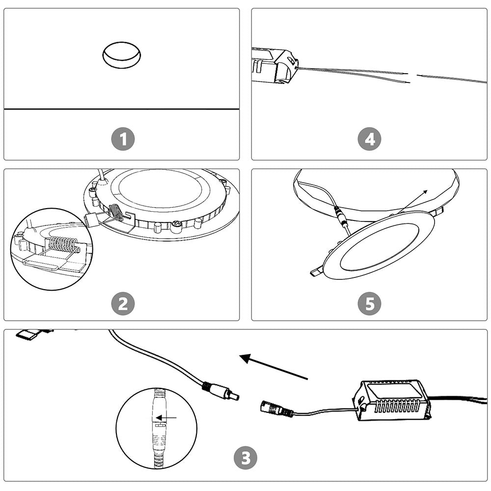 Yescom LED Recessed Ceiling Light 18W Dimmable White 6ct/Pack