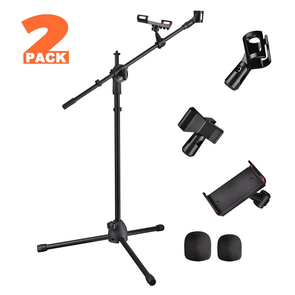 Yescom Studio Mic Stand with Boom 2 Mic Clips Phone Holder H5'11