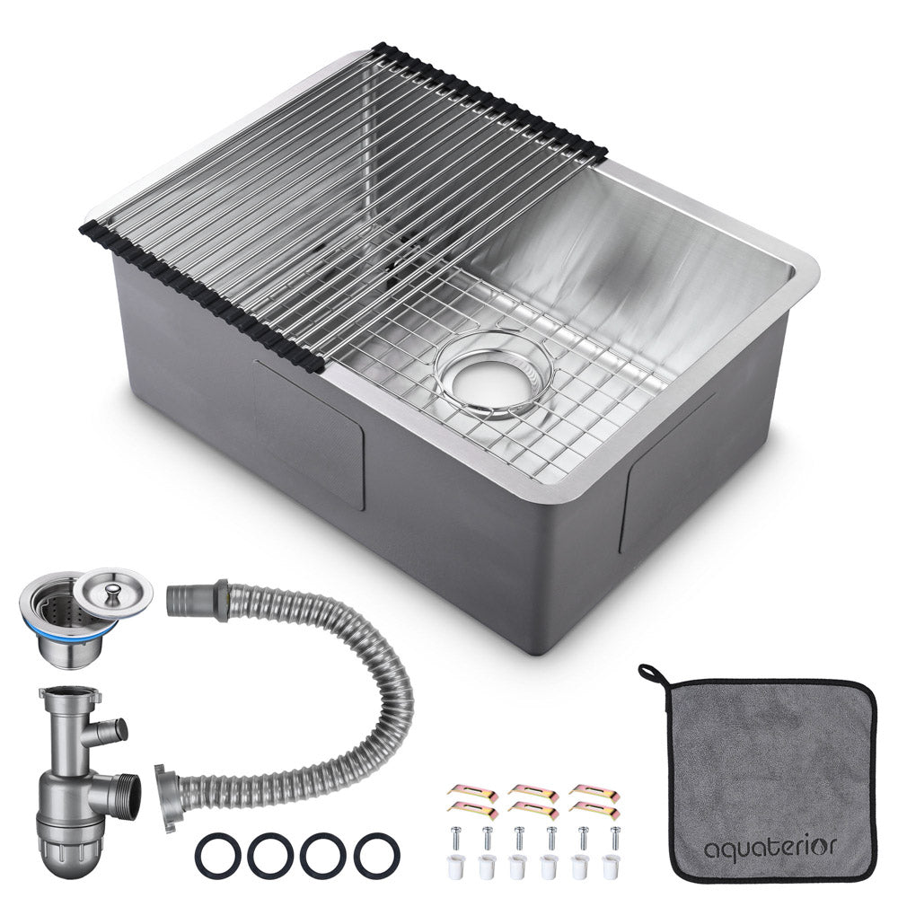 Aquaterior 25 Undermount Kitchen Sink Stainless Steel