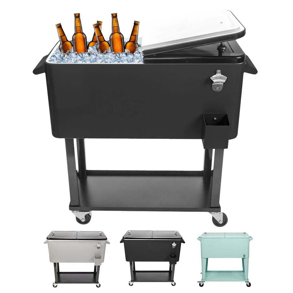 Yescom 80QT Beverage Cooler Cart on Wheels Drinks Storage