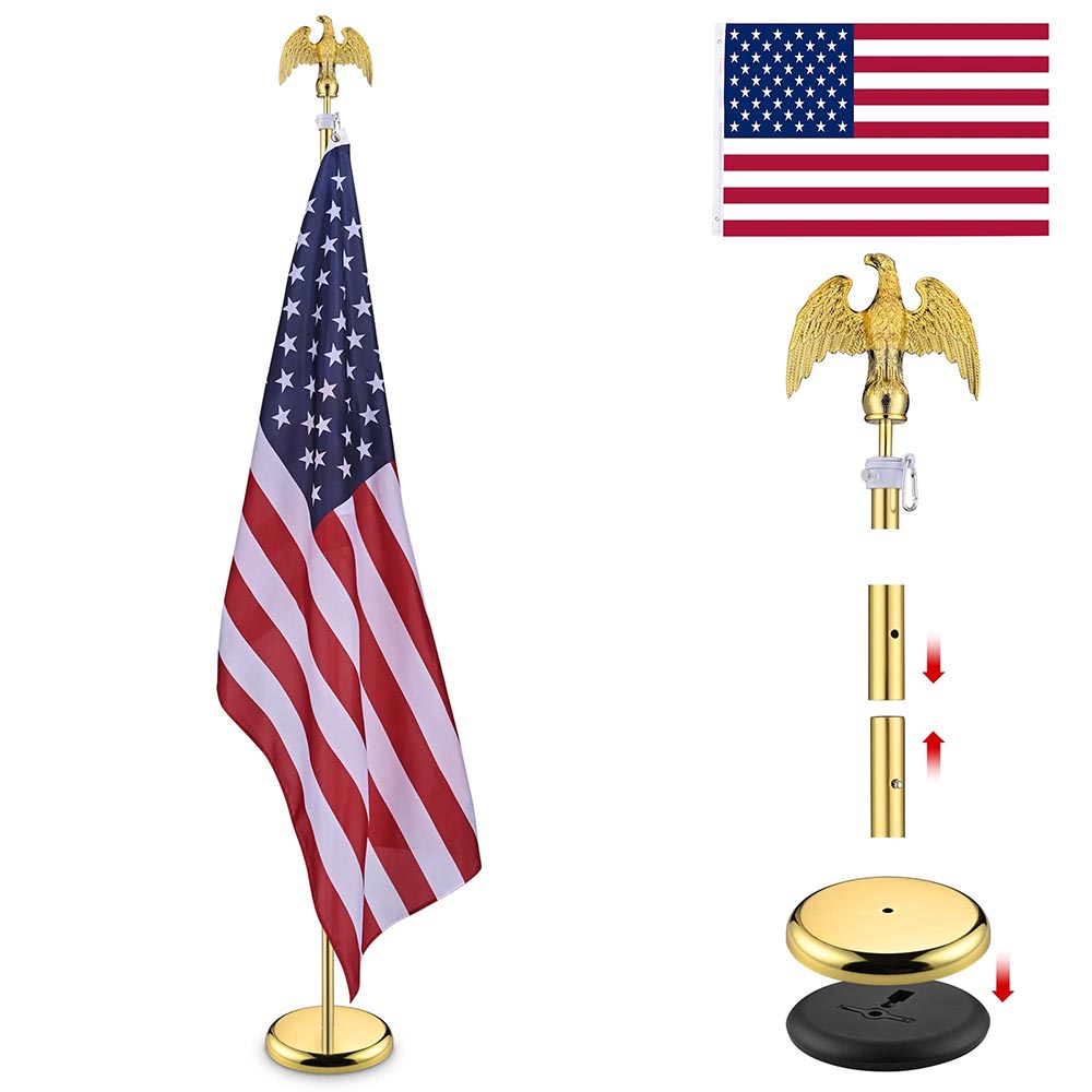 Yescom 6' Indoor Flagpole with Stand US Flag