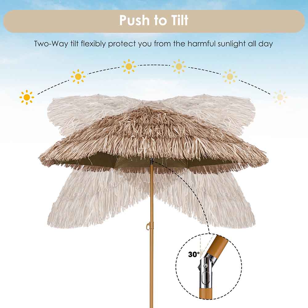 Yescom 8ft Tiki Umbrella Tilt Patio Outdoor Umbrella 8-rib 2ct/Pack