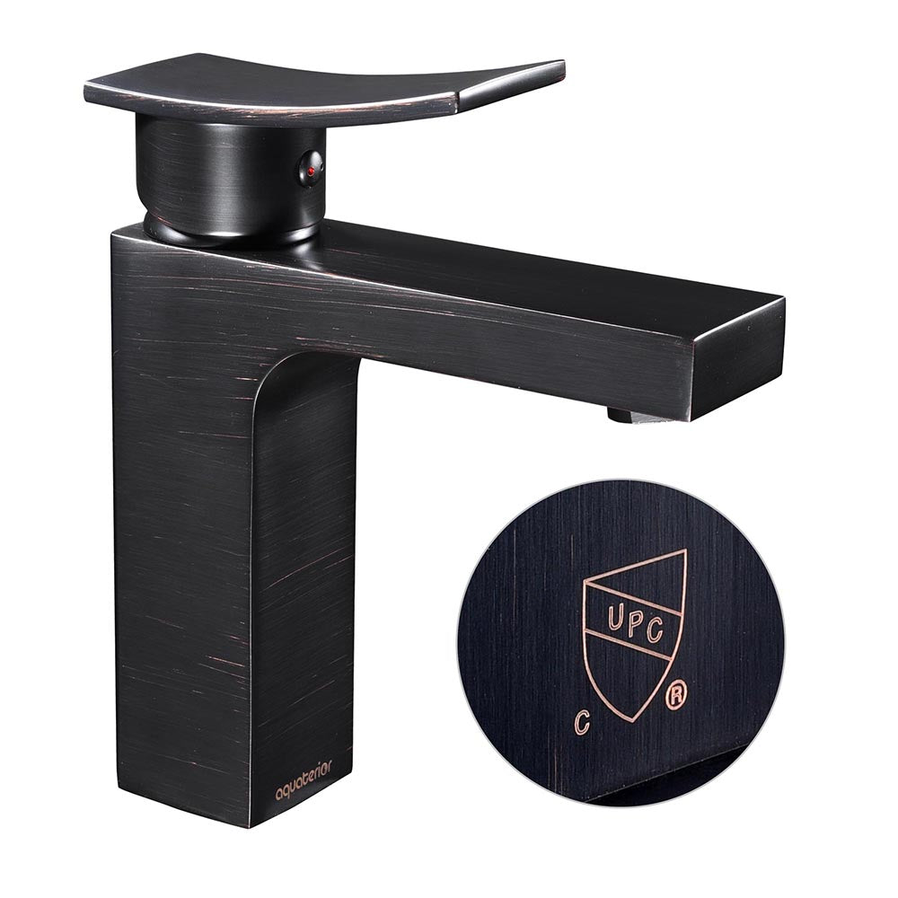 Aquaterior Bathroom Faucet Single Hole Square 1-Handle Cold Hot 7.5H