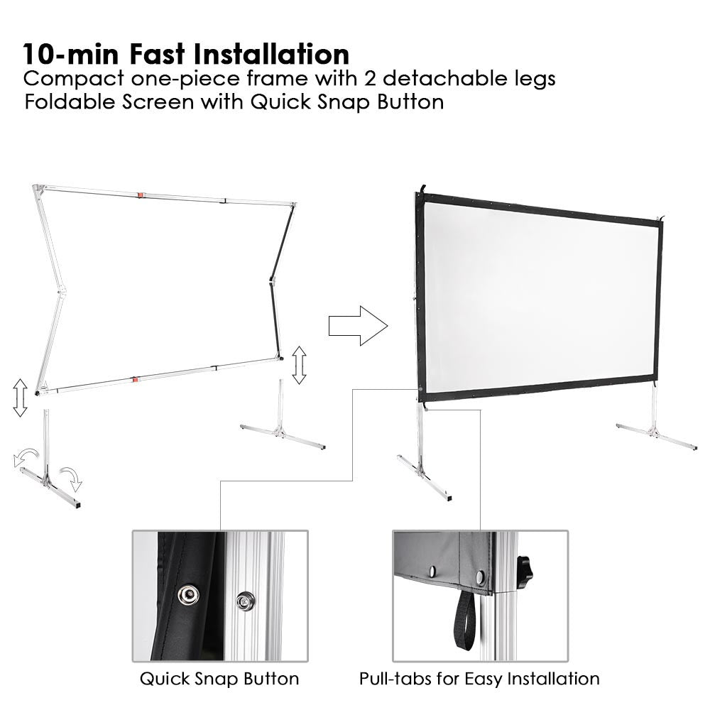 InstaHibit Outdoor Portable Projection Screen w/ Stand 16:9 135